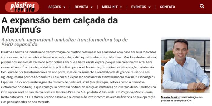 Maximu’s na mídia: Destaque na Plásticos em Revista