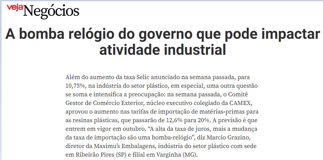 À VEJA NEGÓCIOS, diretor da Maximu’s fala como alta da taxa de juros e mudança da taxa de importação são bombas relógio para a indústria