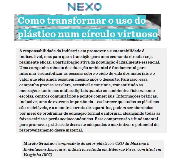Como transformar o uso do plástico em um ciclo sustentável? Confira artigo no NEXO